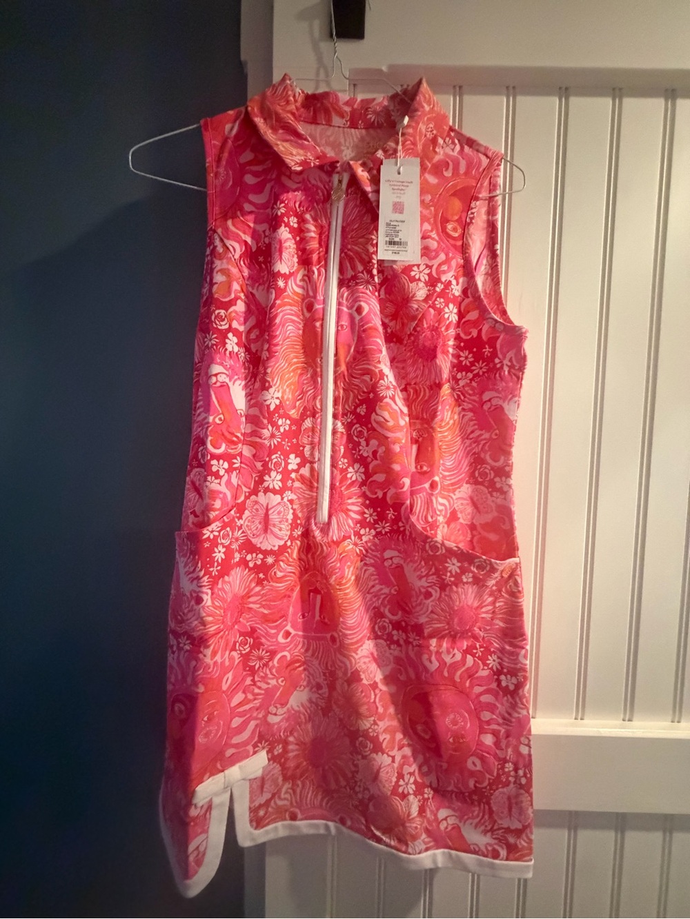 Lilly Pulitzer Coral-Pink Sleeveless Zip-Front Floral Dress